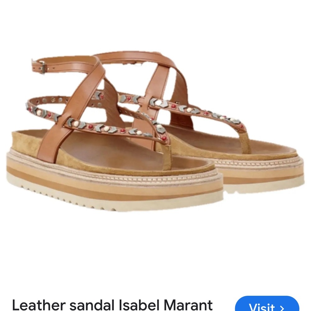 Isabel Marant Tan Leather Studded Platform Sandals